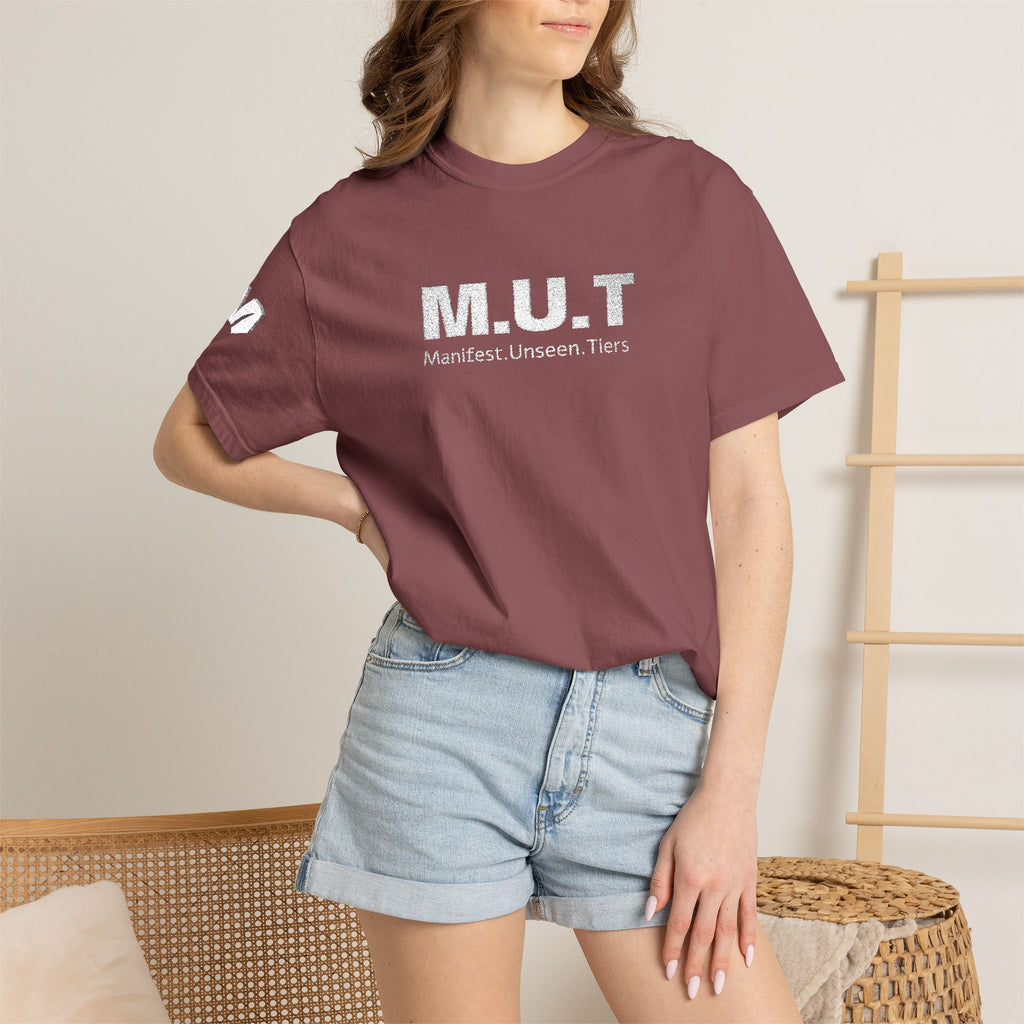 M.U.T. Distressed Logo Tee — Casual Garment-Dyed Unisex T-Shirt