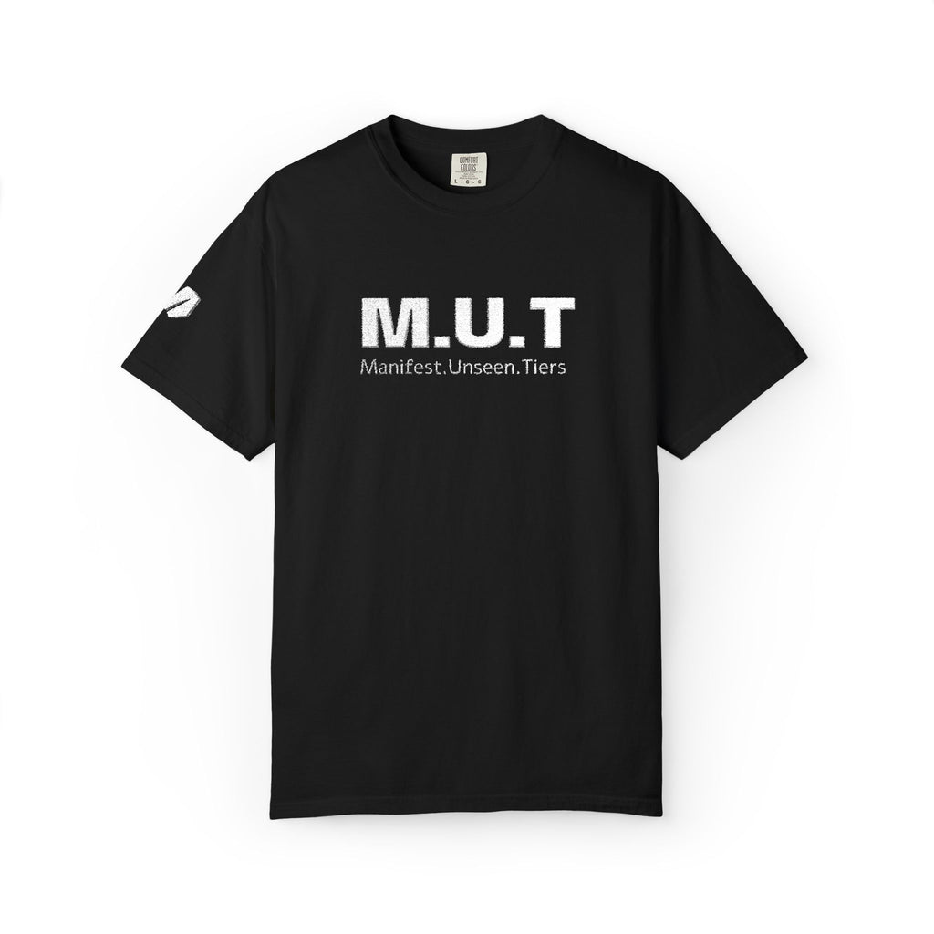 M.U.T. Distressed Logo Tee — Casual Garment-Dyed Unisex T-Shirt