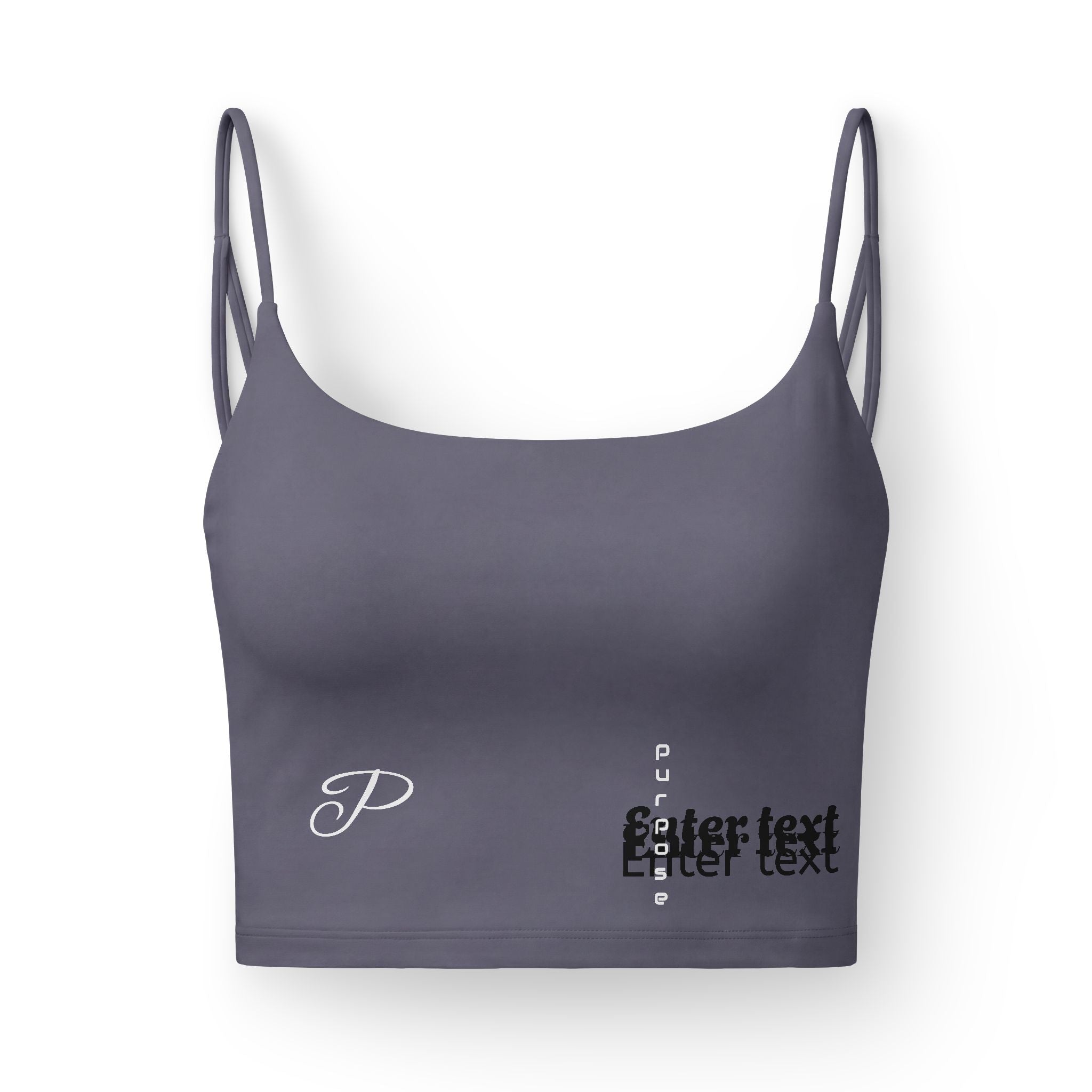 Luxe Bra — Black 'Purpose' Script with White Rose