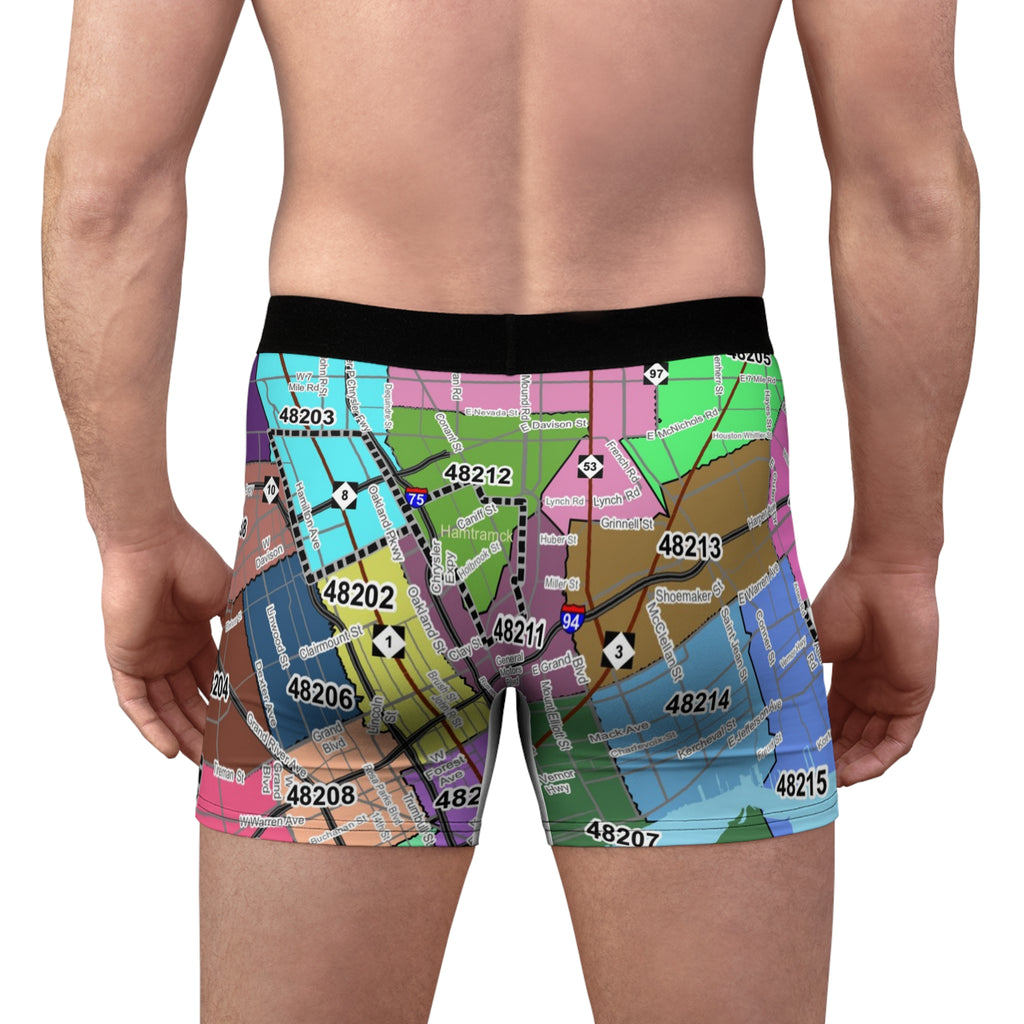 Detroit Zip Code Boxer Briefs — All-Over-Print Detroit Map Underwear