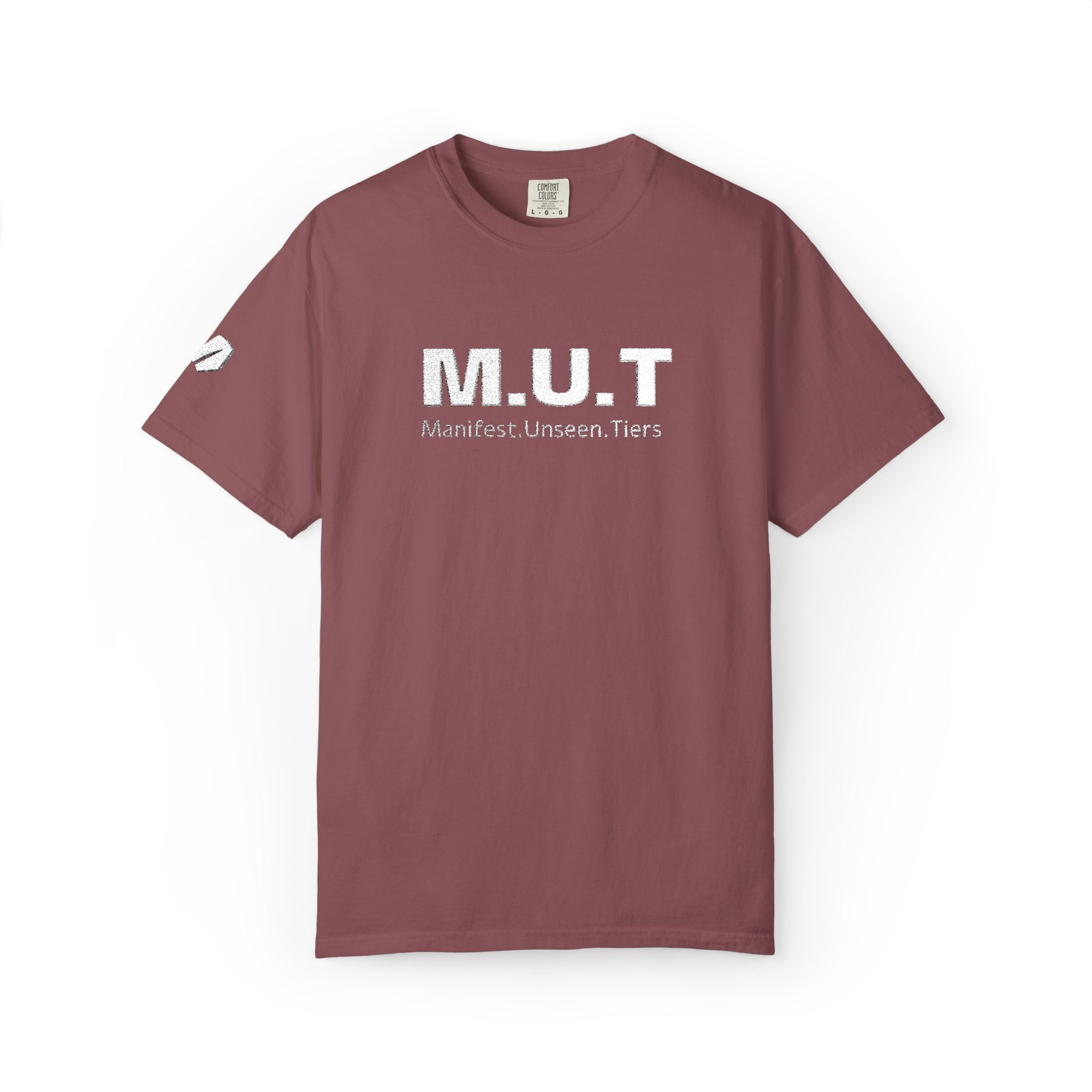 M.U.T. Distressed Logo Tee — Casual Garment-Dyed Unisex T-Shirt