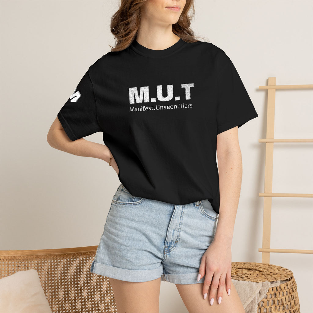 M.U.T. Distressed Logo Tee — Casual Garment-Dyed Unisex T-Shirt