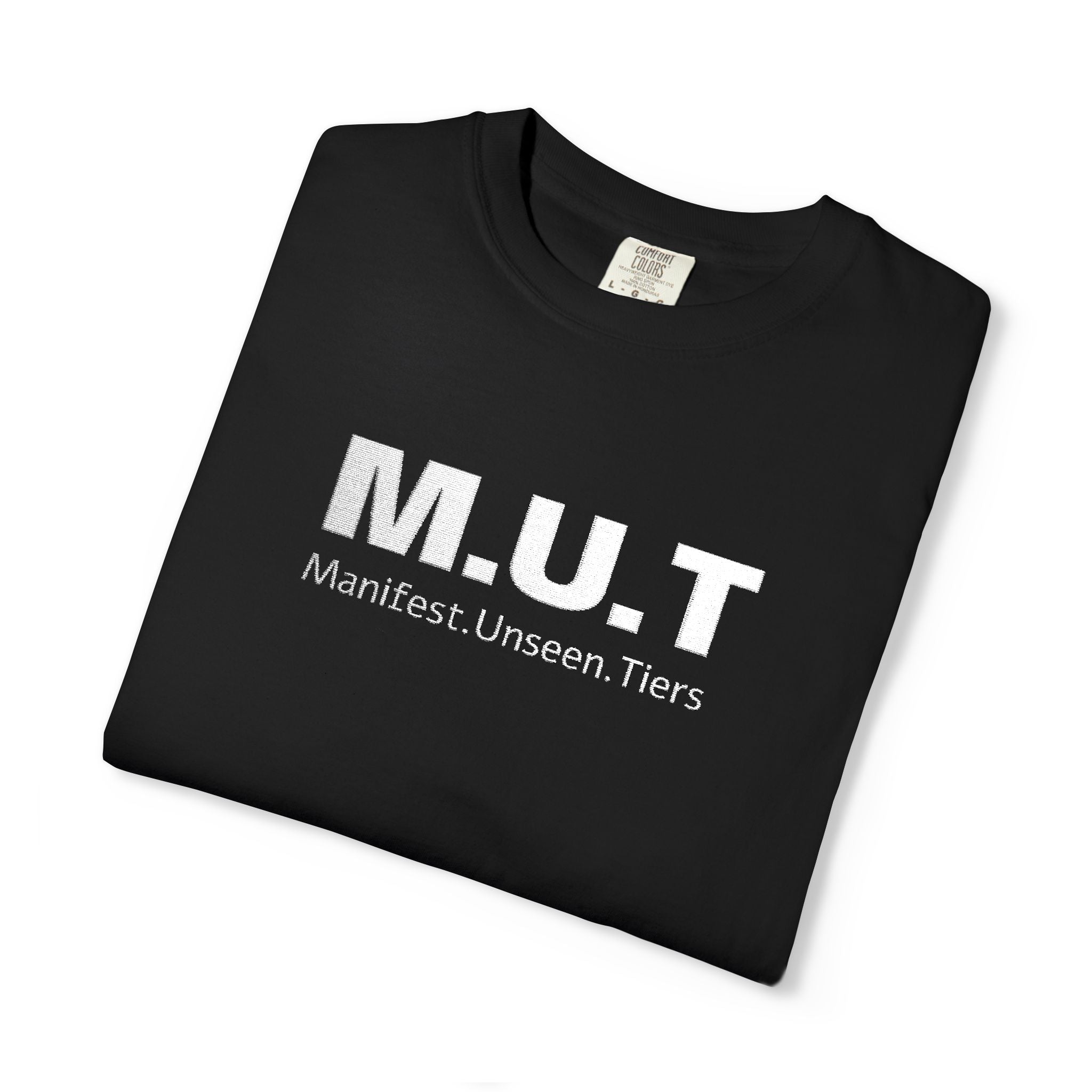 M.U.T. Distressed Logo Tee — Casual Garment-Dyed Unisex T-Shirt