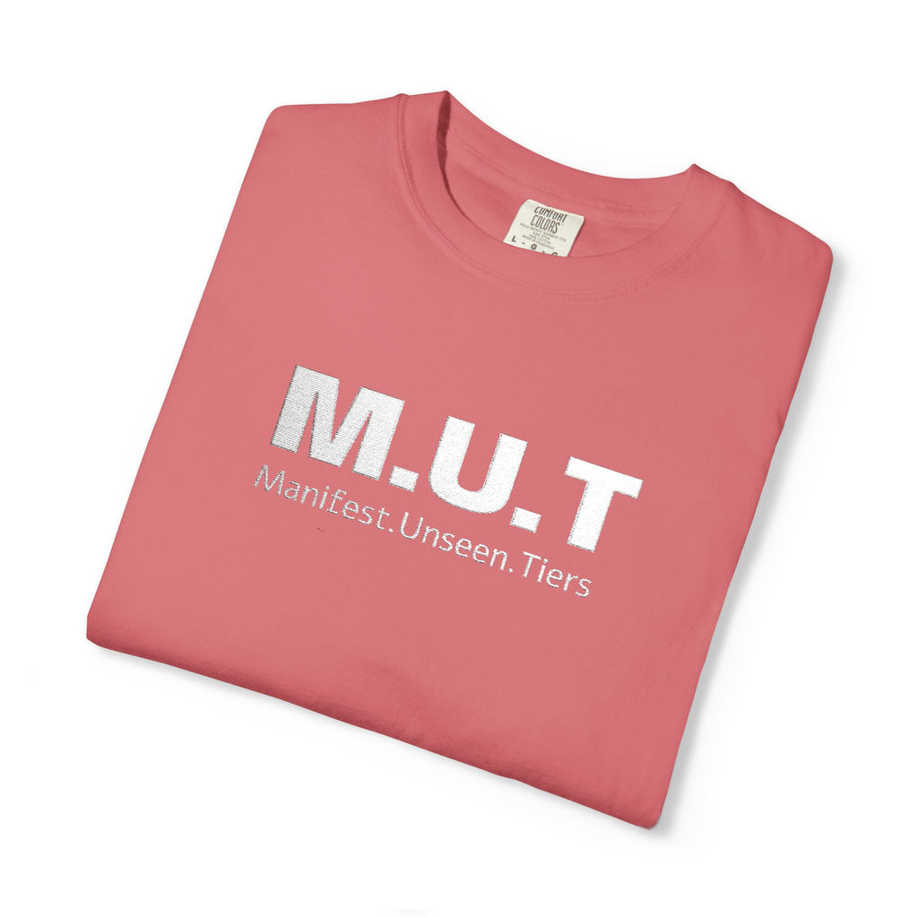 M.U.T. Distressed Logo Tee — Casual Garment-Dyed Unisex T-Shirt